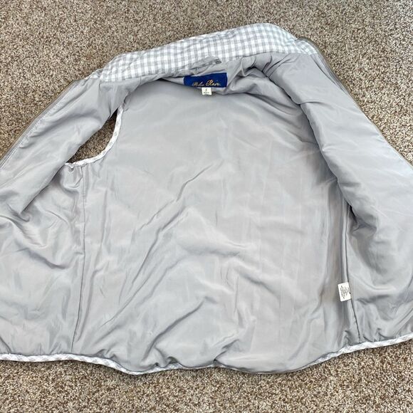 Blue Rain Grey and White Gingham Full Zip Vest Size Small - Picture 3 of 10